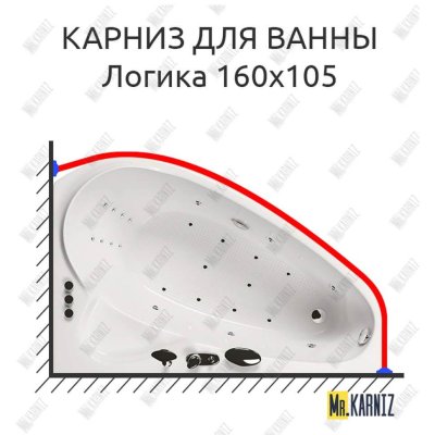 Карниз для ванны Aquatika Логика 160х105 Усиленный 20 мм MrKARNIZ