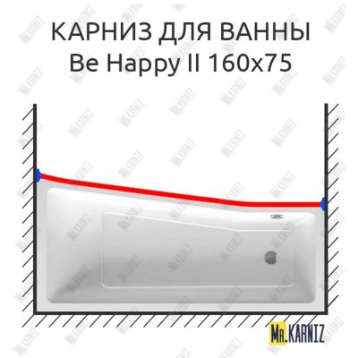 Карниз для ванны Ravak BeHappy II Передний борт 160х75 Усиленный 20 мм MrKARNIZ