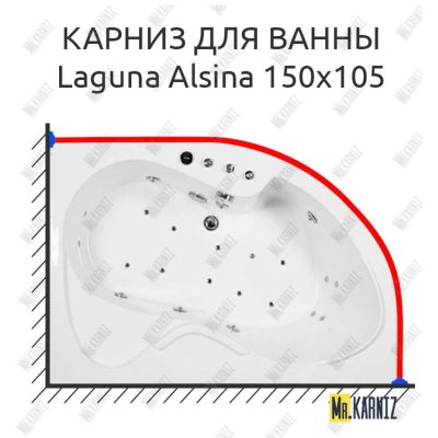 Карниз для ванны Akrilan Laguna Alsina 150х105 Усиленный 20 мм MrKARNIZ