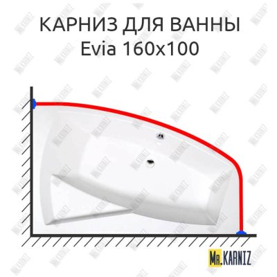 Карниз для ванны Alpen Evia 160х100 Усиленный 20 мм MrKARNIZ